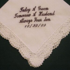 white embroidered handkerchief