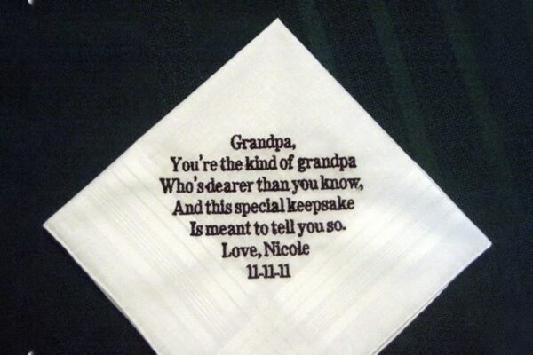personalized handkerchief for bride